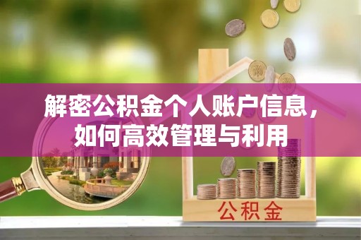达坂城解密公积金个人账户信息，如何高效管理与利用